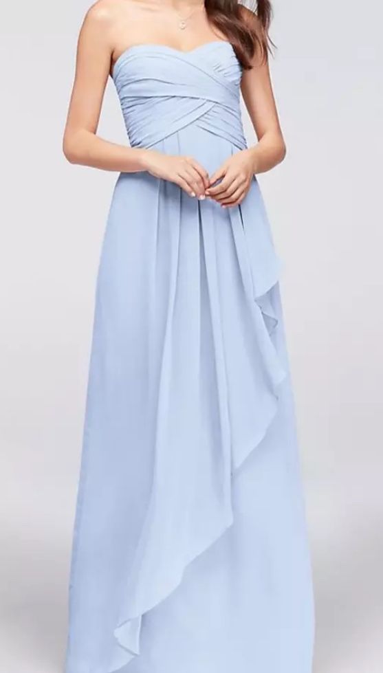 david's bridal ice blue bridesmaid dress David's Bridal Long Mesh One Shoulder