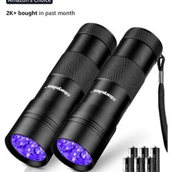 NEW Ultraviolet Blacklight 2 PCS Black Light Flashlight Mini