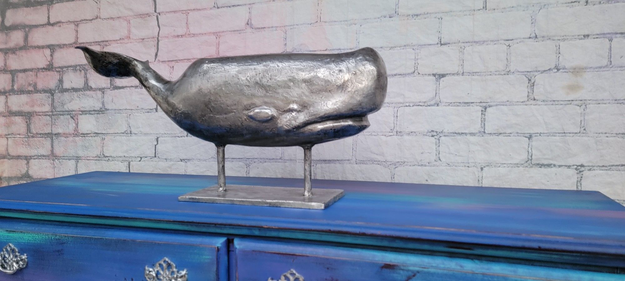 Large Pottery Barn Silver Whale Refrigerated Cooler Server