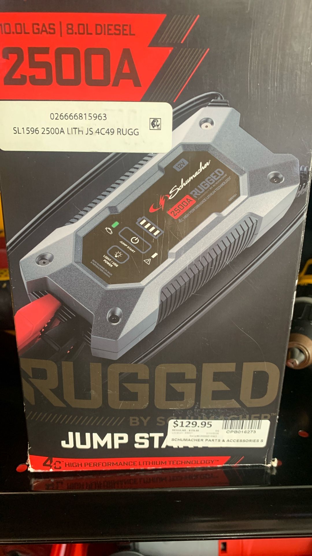 Schumacher Hi Performance Lithium Jump Starter, NEW!