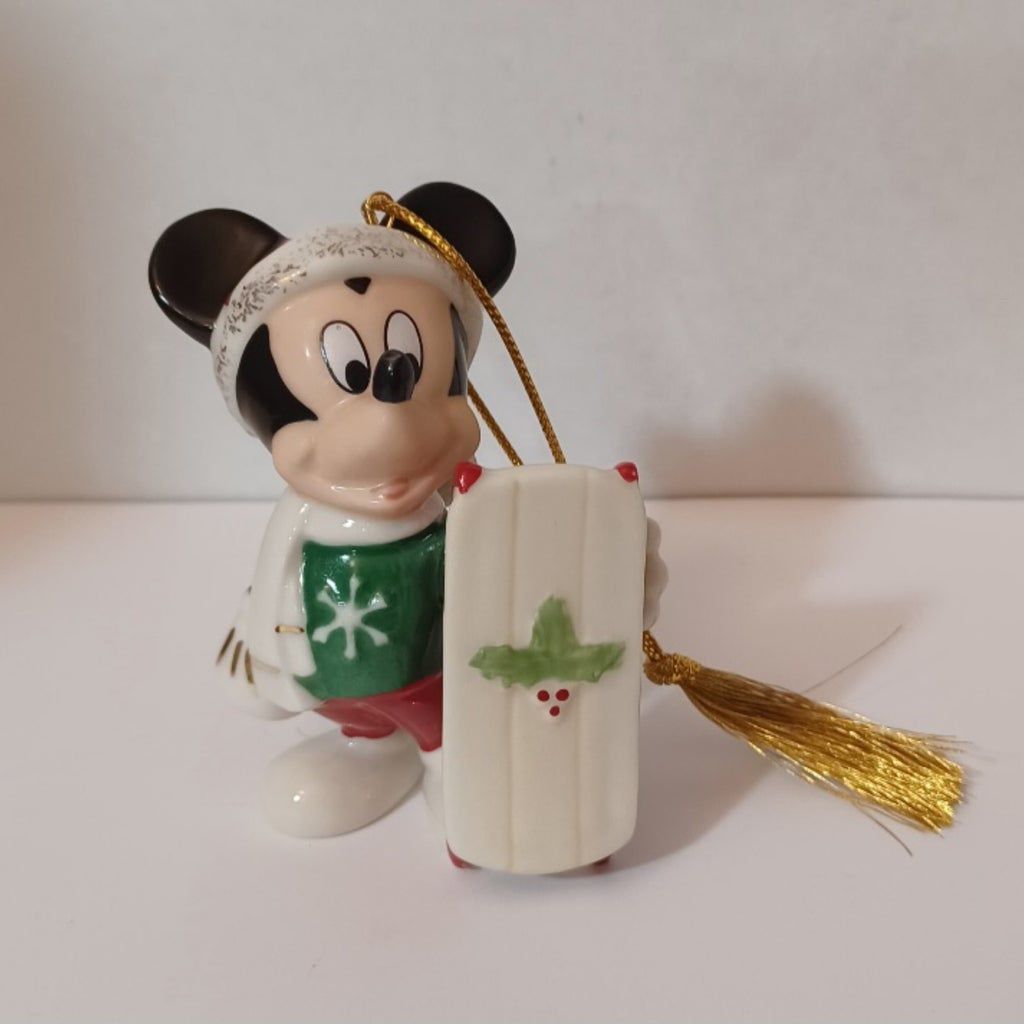 Lenox Disney Let It Snow Mickey Sledding Ornament Christmas Holiday 3.7” New Box