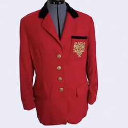 VTG Gala Woman's Red Velvet Collar Blazer size S