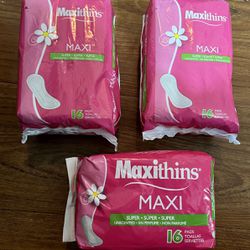 3 New Bags of Woman Pads Maxi count 16 Each .All 8$