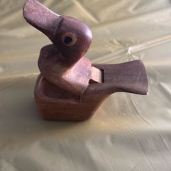 Hand Carved Handmade Folk Art Wooden Duck Trinket Box