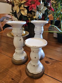 White Glass Candle Holders