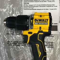 NEW DeWalt ATOMIC 20 V Max Brushless Cordless 1/2 in. Hammer Drill (Tool Only)