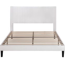 Upholstered Channel Queen Bed and mattress 