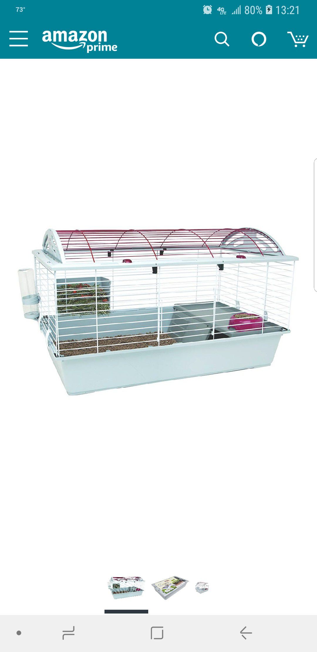 Large rabbit or critter cage, 2 story, with water bottles and food dish.