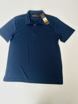 Perry Ellis Performance Polo Shirt Sz M Navy Blue 1/4 Zip Moisture Wicking Golf 