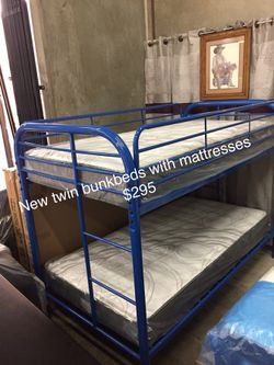 New twin metal bunkbeds with mattresses $295