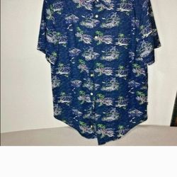 Nautica Button Down Blue Collared Shirt Size Medium