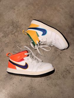 Nike Air Jordan 1 Mid GS White Court Purple Multicolor 9c for toddles