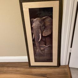 Elephant Print Framed 42x19.