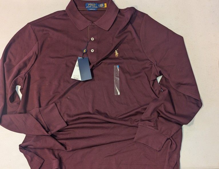 New men's polo Large Long sleeve Collared Shirt