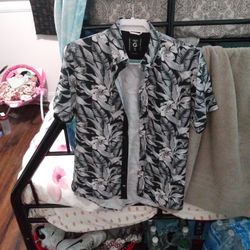 Black Grey Hawain Themed Shirt
