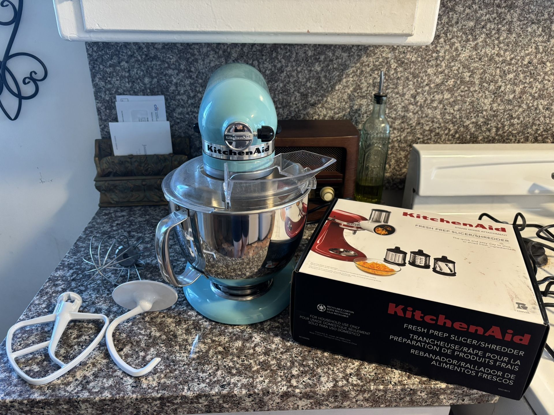 Turquoise KitchenAid Mixer w/ Attachments