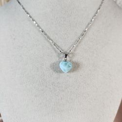 Sterling Silver Larimar Heart Necklace