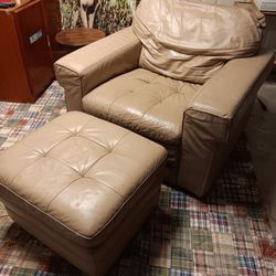 Haverty's Leather Chair And Ottoman 