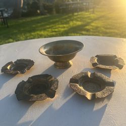 Vintage  Fabulous Brass Bowl and Ashtray Set 