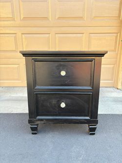 Modern Black Nightstand – Refinished – Stylish + Clean