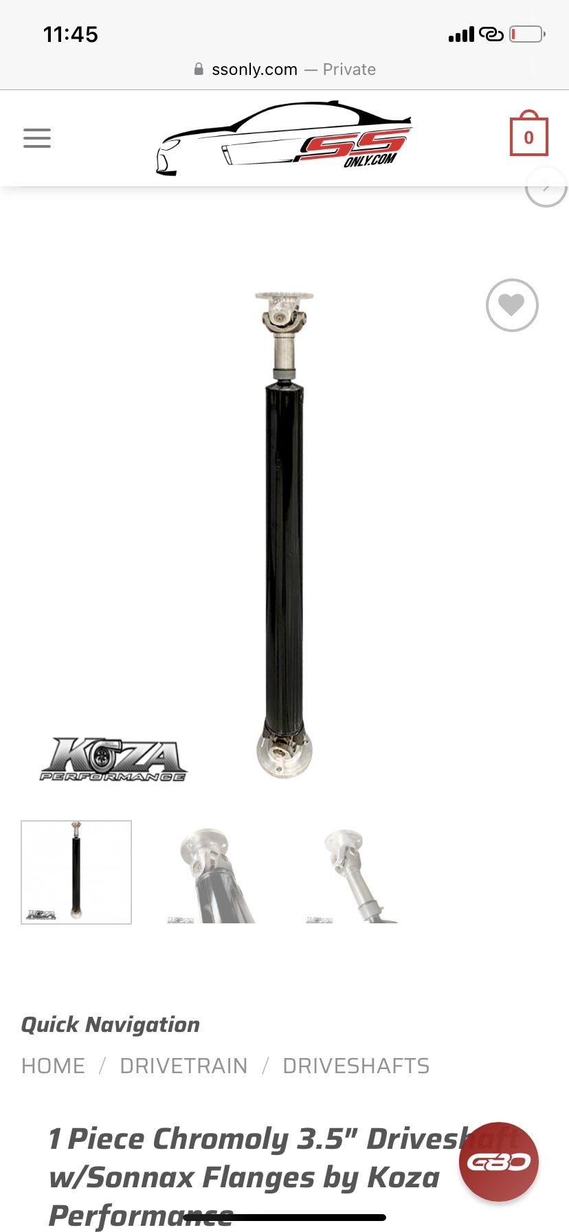 G8 And Chevy Ss 1 Piece Driveshaft Koza 