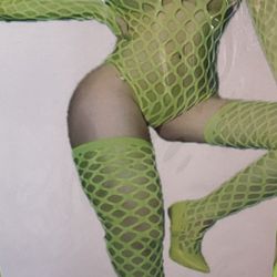 Sexy Mesh Fishnet Crotchless Hot Pink Blue Rainbow Purple Florescent Yellow Bodysuits 