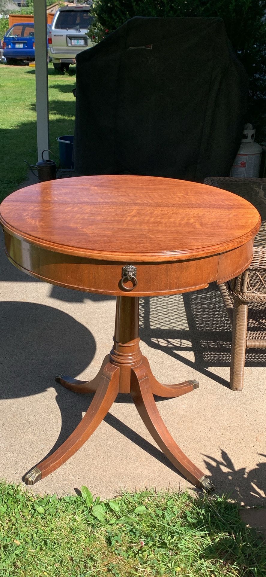 Antique Pedestal Drum Table