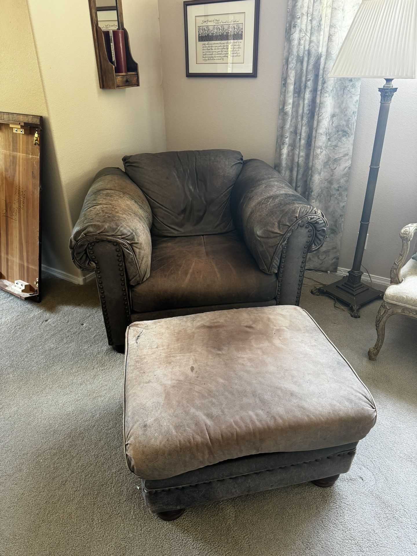 Leather Sofa with Ottoman.