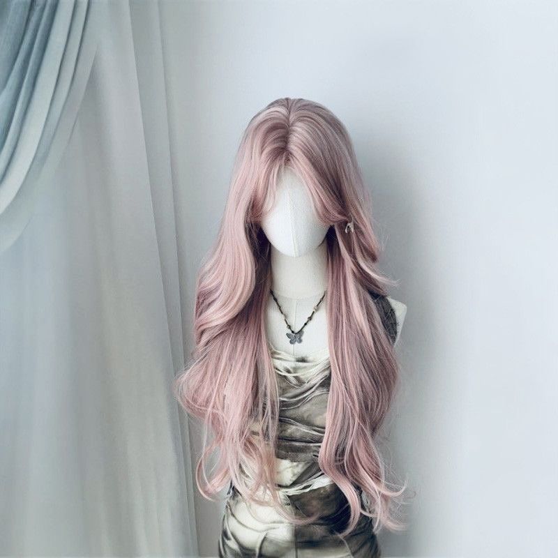 26 inch Lace Front Long Pink Wavy Wig