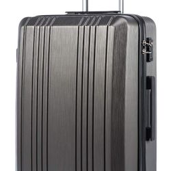 Coolife Luggage Suitcase PC+ABS with TSA Lock Spinner Carry on Hardshell Lightweight 20in 24in 28in (grey, M(24IN))

