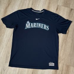 Nike Dri Fit MLB Shirt L Large Seattle Mariners Navy Blue Shirt
