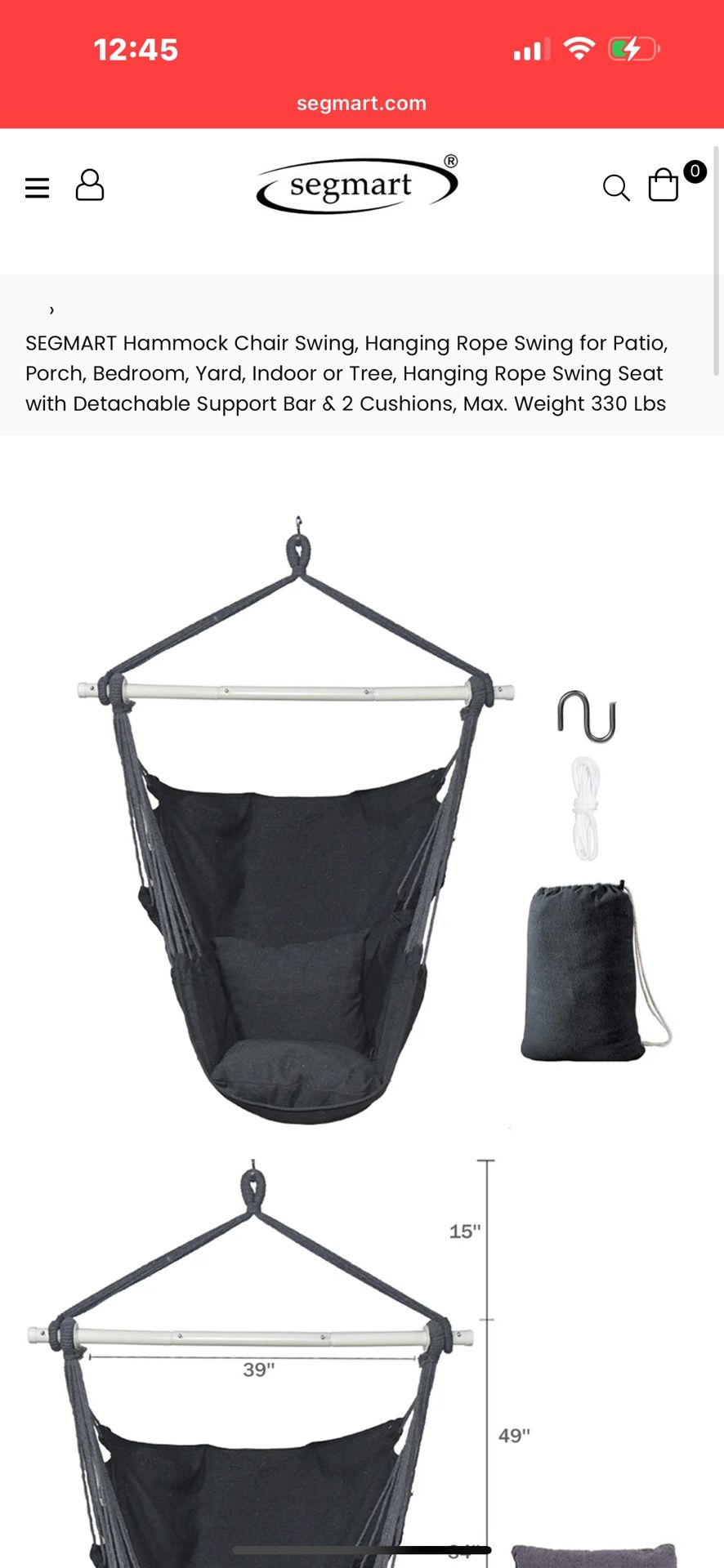 Hanging Gray Chair New In Box 