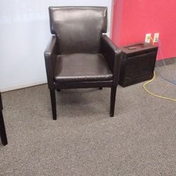 Accent Chair, Brown Faux Leather - Free