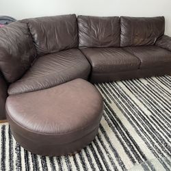 Sectional Leather Couch W/ Ottoman