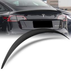 For 2017-2023 Tesla Model-3 OE-Style Real Carbon Fiber Rear Trunk Spoiler Wing -(2-SPC-7405-CF