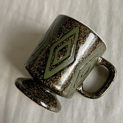 Vintage 8-oz MCM Green Diamond Pedestal Mug