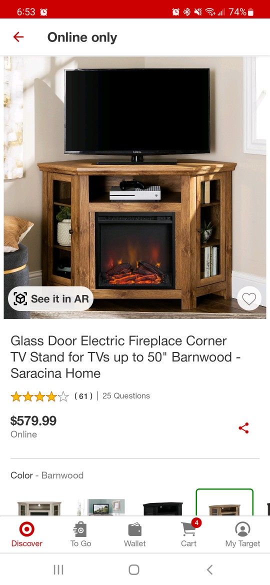 Corner fireplace tv stand