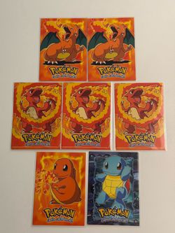 Pokémon Topps Cards - Charizard, Charmander, Squirtle, Charmeleon