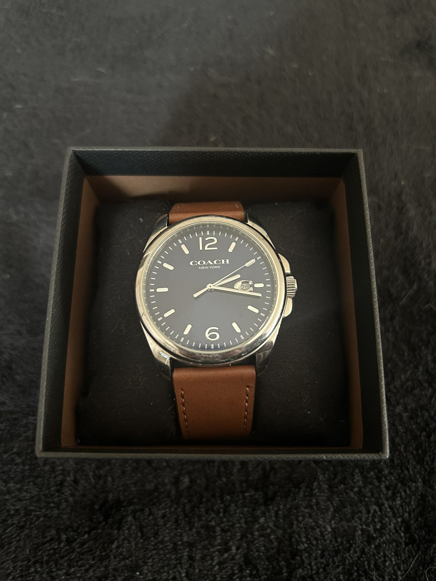 Coach Leather Strap Mens Watch