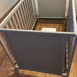 3-in-1 Gray Baby Crib (used)