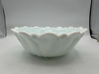 Vintage Indiana Milk Glass WILD ROSE Pattern Round Footed Fruit /Serving Bowl