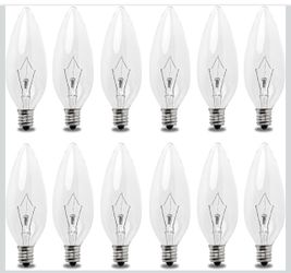 12 Pack 60W 120V E12 Base B10 CTC Incandescent Light Bulbs, Warm White 2700K, Transparent Candle Light Bulbs Perfect for Chandeliers, Ceiling Fan Ligh