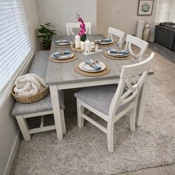 6-Piece Dining Table Set – White & Gray