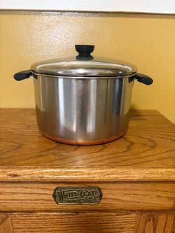 Vintage 6Qt Revere Ware Copper Bottom Stockpot with Lid.    P
