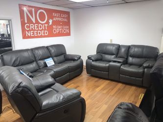 COMFY NEW MADRID RECLINING SOFA AND LOVESEAT SET ON SALE ONLY $899. SAME DAY DELIVERY. NO CREDIT CHECK FINANCING