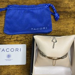 🔥TACORI STERLING SILVER & 18K ROSE GOLD OVAL PROMISE BRACELET W/CHAIN W/KEY 6.25