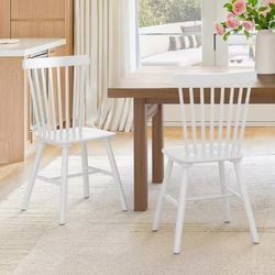 White Solid Wood Dining Chairs 
