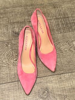 Coach Pink Suede Pointed Toe Studded Stiletto Heels Size 6B