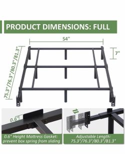 Mashomdec full size metal bed frame. Holds 1200lbs, adjustable length. Russell Hwy/broadbent.