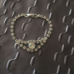 Vintage Silver-Tone Rhinestone Cocktail Bracelet - 7"
